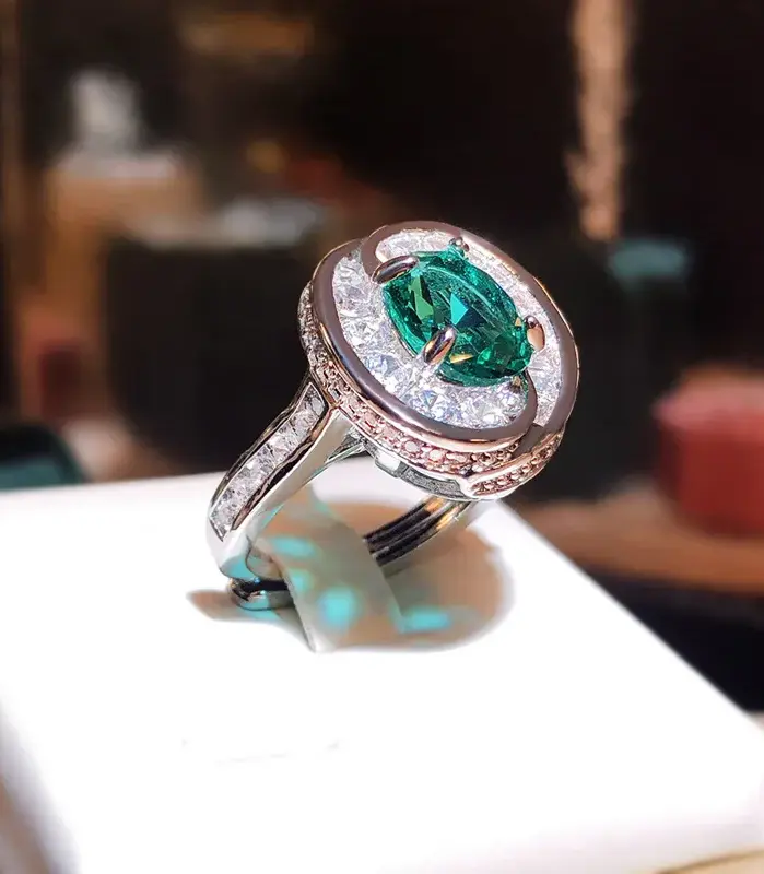 Anillos redondos de piedra Esmeralda para mujer, anillo de dedo de Plata de Ley 925 colorido Vintage, joyería ajustable abierta, regalo para mujer 1