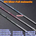 COSFIX azul/rosa/verde hombres mujeres cadena de tenis de moissanita completa pulsera de tenis de moissanita cadena de tenis de plata s925 para mujeres y hombres 7