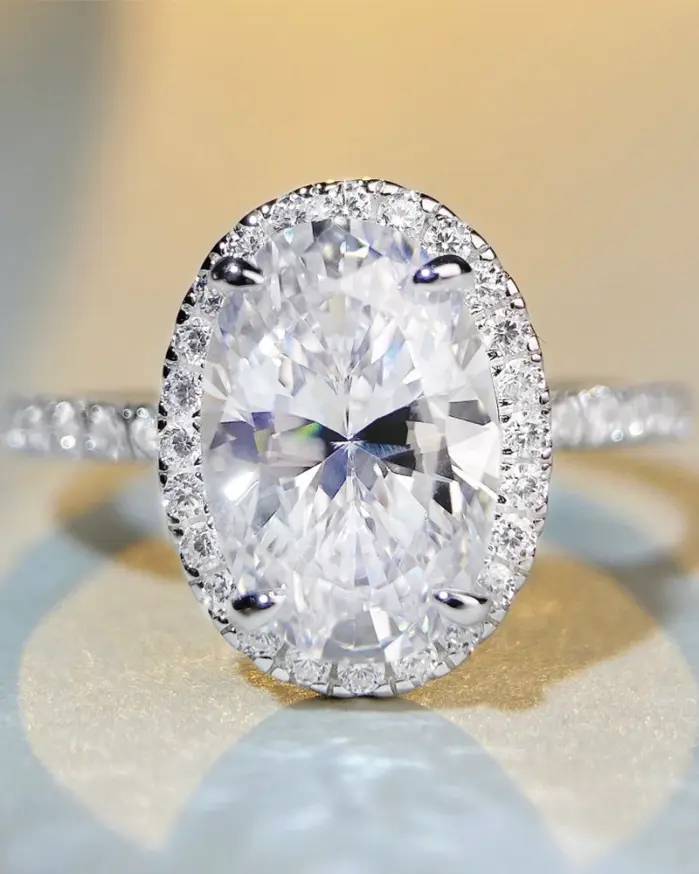 5CT 9*11mm anillo de Halo de diamante de alto carbono de corte ovalado para mujer 100% Plata 925 brillante compromiso boda banda joyería fina 2