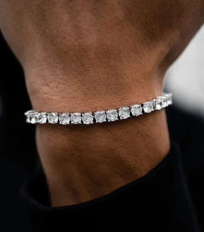 Pulsera de tenis de cristal de lujo, pulsera de Hip Hop para hombre, cadena de pareja de circonia Punk a la moda en la mano, joyería de calle 2