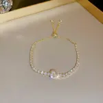 Pulsera de acero inoxidable chapada en oro de 18K ajustable llena de diamantes de imitación para mujer, nueva moda 2026, pulsera de circón cuadrada, joyería 6