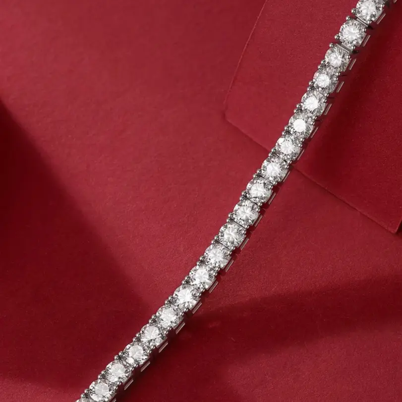 Pulsera de tenis de moissanita auténtica para hombre y mujer, brazalete de Plata de Ley 925, chapado en oro de 18k, Diamante con GRA, 3/4/5mm 3