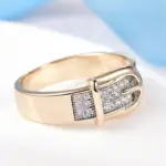 Anillos de cinturón Anillo creativo de plata y oro para mujer, joyería de compromiso y boda, anillo de circón completo brillante 3