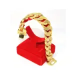 Elegante pulsera para hombre chapada en oro de 18 quilates: estilo clásico, diseño grueso y pesado, perfecta para regalos y fiestas, para otoño 3
