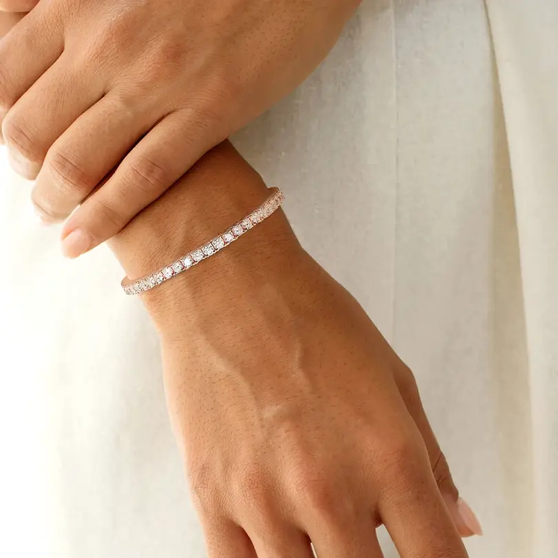 Serenity-pulsera de tenis de moissanita para hombre y mujer, Color oro rosa, 3mm, 4mm, 5mm, plata de ley S925, cadena de mano con diamantes de laboratorio brillantes 6