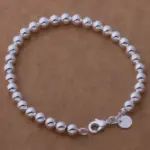 Pulsera de Plata de Ley 925 con Cuentas de 6 mm, Cadena de Alta Calidad para Hombre y Mujer, Joyería de Lujo para Boda, Compromiso, Regalos de Moda para Fiestas 2