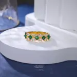 Anillo de diamantes de moissanita con anillos de Esmeralda Vintage para mujer de oro de 18k 100% auténtico de lujo 4