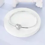 Pulsera Original de Plata de Ley 925, pulsera con dijes de 17-20CM, pulsera de circonia pavimentada con corazón de amor para mujer, regalos de joyería DIY 6