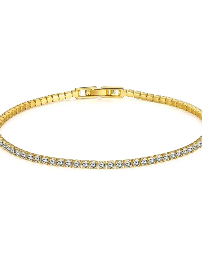 Joyería de plata esterlina 925, pulsera de tenis de 16cm a 19cm, regalo de aniversario de Zirconia de 2mm, pulsera de plata de ley auténtica 1