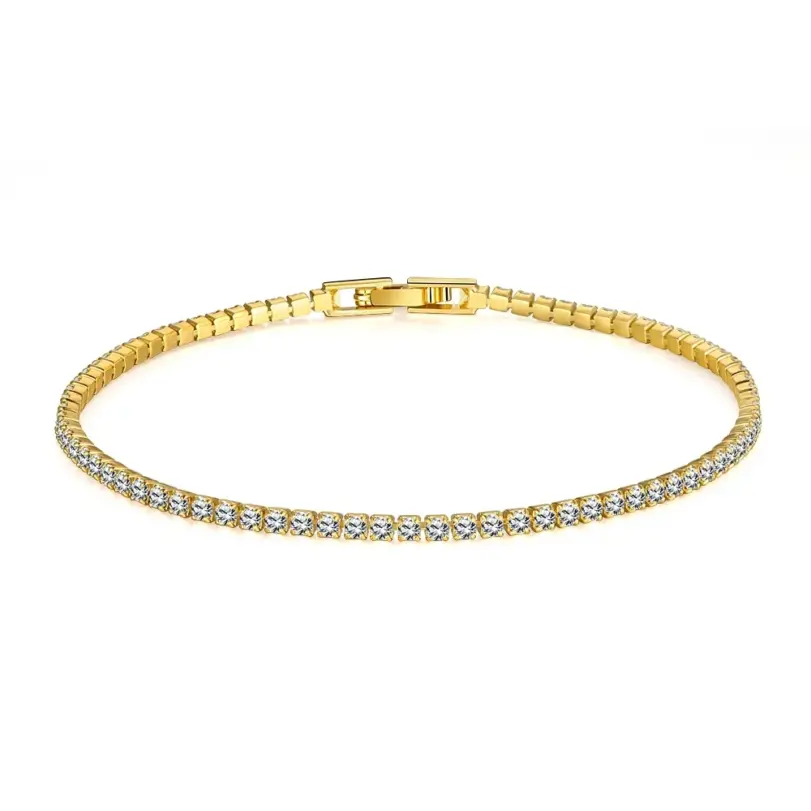 Joyería de plata esterlina 925, pulsera de tenis de 16cm a 19cm, regalo de aniversario de Zirconia de 2mm, pulsera de plata de ley auténtica 1