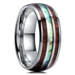 Anillos de cuerda de guitarra de acero inoxidable de Color oro rosa de 8mm a la moda para hombres, anillo con incrustaciones de madera de Koa, barril de whisky, banda de boda para hombres 27 Anillos de cuerda de guitarra de acero inoxidable de Color oro rosa de 8mm a la moda para hombres, anillo con incrustaciones de madera de Koa, barril de whisky, banda de boda para hombres 27