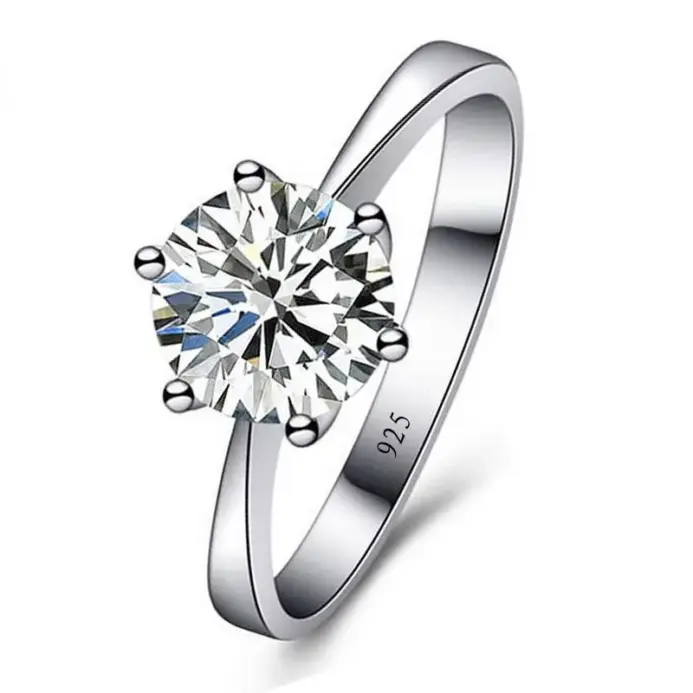 Anillos de boda finos para hombres y mujeres, regalo de plata de ley S925, cristal austriaco, anillo de propuesta de compromiso, joyería Bague Femme 1