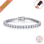 Pulsera de tenis de moissanita auténtica para mujeres y hombres, brazalete de diamantes de laboratorio de 3,0mm con certificados, joyería fina de Plata de Ley 925 3