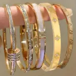5/1 Uds. Conjunto de pulsera de acero inoxidable con incrustaciones de Zirconia brillante para mujer, brazaletes apilables, regalo de joyería que no se decolora 1