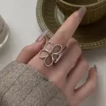 Anillos de plata de ley 925 para mujer, pareja minimalista hecha a mano, anillo Simple de flor grande, joyería de fiesta, regalo para prevenir alergias 4
