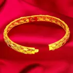 Pulsera con cierre de plumas para mujer AU999, oro de 24 quilates, alivio de plumas en 3D, diseño de cierre fácil de usar, favorecedor dinámico de lujo 3
