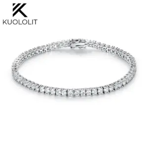 Kuololit Lab Grown Diamonds Pulseras para Mujeres Hombres 14K 10K 585 Pulsera de Tenis de Oro Sólido Compromiso Clásico Navidad 1