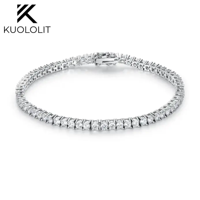 Kuololit Lab Grown Diamonds Pulseras para Mujeres Hombres 14K 10K 585 Pulsera de Tenis de Oro Sólido Compromiso Clásico Navidad 1