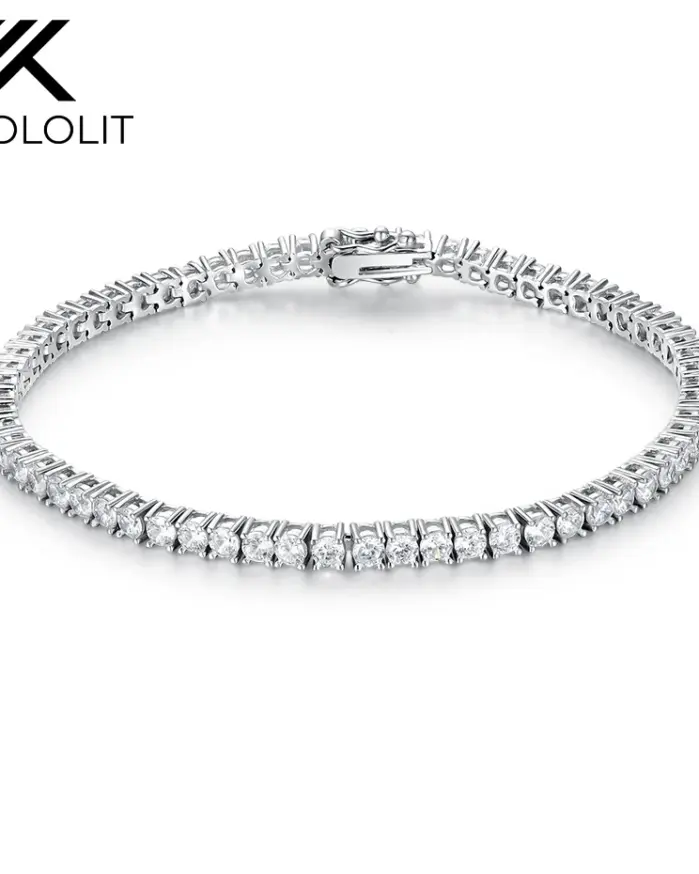 Kuololit Lab Grown Diamonds Pulseras para Mujeres Hombres 14K 10K 585 Pulsera de Tenis de Oro Sólido Compromiso Clásico Navidad 1