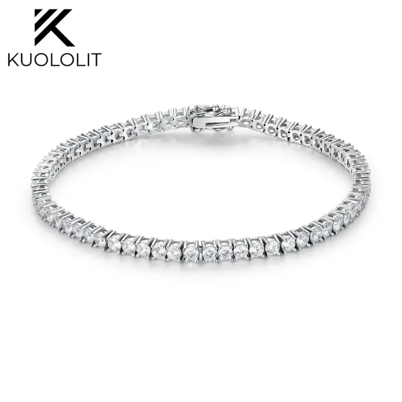 Kuololit Lab Grown Diamonds Pulseras para Mujeres Hombres 14K 10K 585 Pulsera de Tenis de Oro Sólido Compromiso Clásico Navidad 1