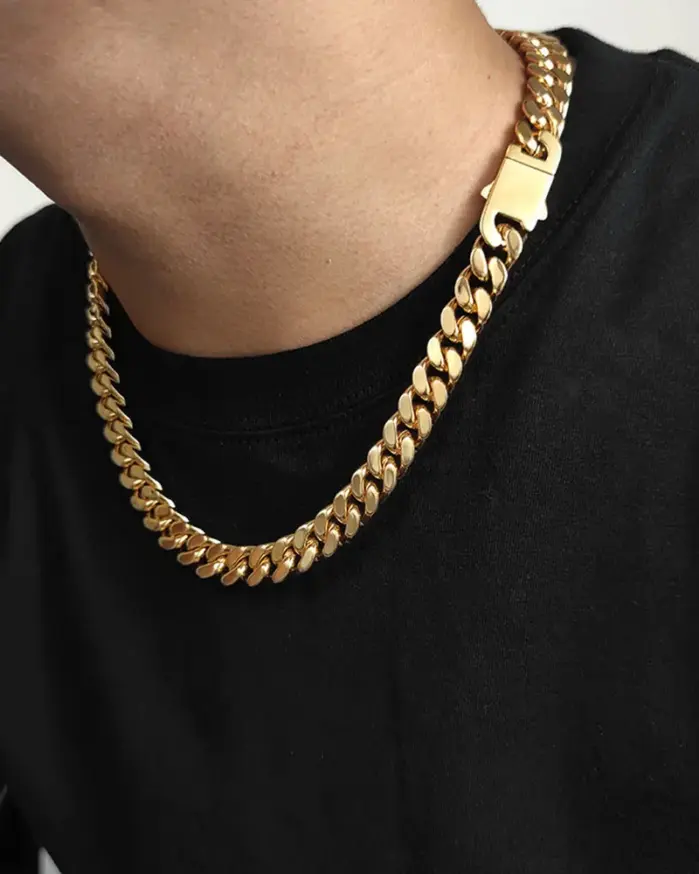 Joyería Hip Hop al por mayor, collar de cadena cubana plana de acero inoxidable para hombre, envío directo. 1