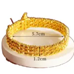 Pulsera de lujo de oro puro 24K 9999 con cuentas de oro real para mujer, pulsera de discoteca multicapa 5