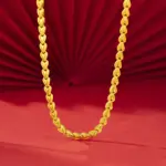 Lujoso collar de amor de oro real de 24 quilates para mujer, cadena de clavícula simple con temperamento de oro au9999 a la moda 1