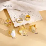 6 unids/set de anillos de flores de Metal Vintage para mujer, anillos de nudillos de perlas de imitación barrocas elegantes Punk, uso diario, regalos de fiesta y vacaciones 6