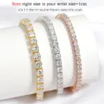 Pulsera de tenis de moissanita chapada en oro de 18 quilates para mujer, pulsera clásica de Plata de Ley 925 certificada de 3/4/5mm para cadena de hombre 2