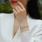 Pulsera de moissanita de 3mm para mujer s925, pulsera de moissanita para mujer, pulsera de moissanita completa de princesa de Color D para mujer 2