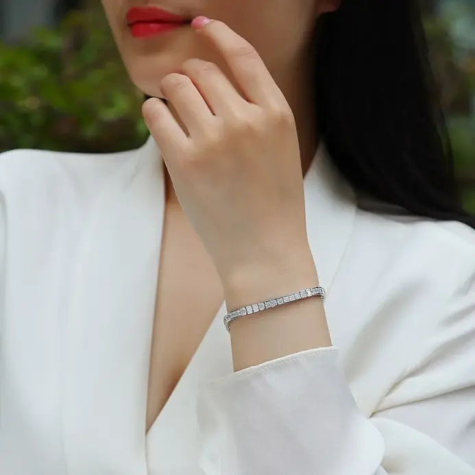 Pulsera de moissanita de 3mm para mujer s925, pulsera de moissanita para mujer, pulsera de moissanita completa de princesa de Color D para mujer 2