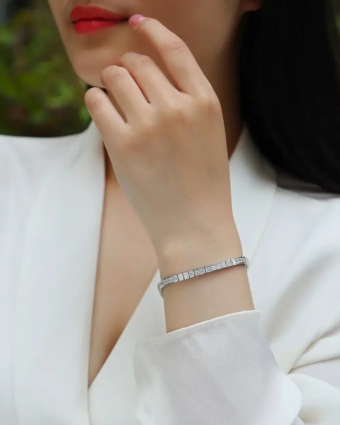 Pulsera de moissanita de 3mm para mujer s925, pulsera de moissanita para mujer, pulsera de moissanita completa de princesa de Color D para mujer 2