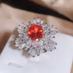 Anillo de compromiso de lujo para mujer, anillo de circón de diamante completo, anillo de circonita roja brillante, joyería de fiesta de moda, anillo ajustable incoloro 2