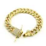 HNSP 12MM Lced Out pulsera de cadena de eslabones cubanos para hombres joyería de accesorios de Hip Hop 1