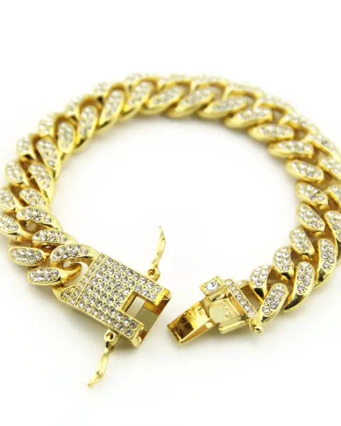 HNSP 12MM Lced Out pulsera de cadena de eslabones cubanos para hombres joyería de accesorios de Hip Hop 1