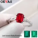 1CT 5x7mm anillo de rubí/esmeralda zómana cultivada en laboratorio plata de ley S925 con moissanita para mujer joyería fina para fiesta de boda 1