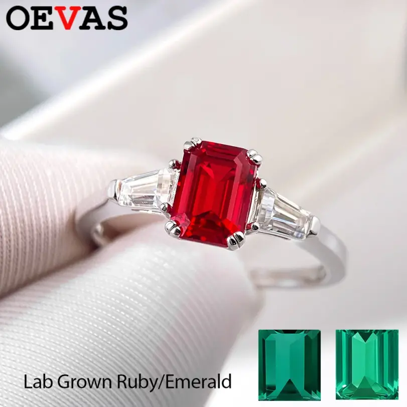 1CT 5x7mm anillo de rubí/esmeralda zómana cultivada en laboratorio plata de ley S925 con moissanita para mujer joyería fina para fiesta de boda 1 1CT 5x7mm anillo de rubí/esmeralda zómana cultivada en laboratorio plata de ley S925 con moissanita para mujer joyería fina para fiesta de boda 1