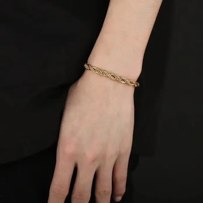 Preciosas pulseras de cadena de 4MM de Plata de Ley 925 de oro de 18 quilates para hombres, dijes para mujeres, mujeres, niños, fiesta de boda, 20cm, 8 pulgadas 2