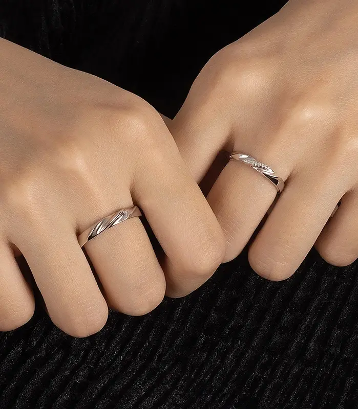 PERFANY S925 anillo de moissanita de plata pura para mujeres y hombres, anillo clásico para parejas, joyería de boda, regalo de Navidad 2