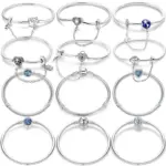 Pulseras de plata de ley 925 con forma de corazón de melocotón para mujer, pulseras de tierra con forma de estrella, Luna, avión, dijes DIY, joyería de fiesta 1