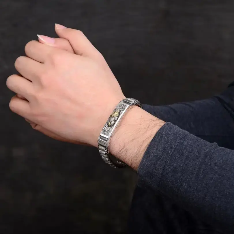 🐲 Pulsera "Eternal Fortune Pixiu" – Plata S925 Sólida Retro 5