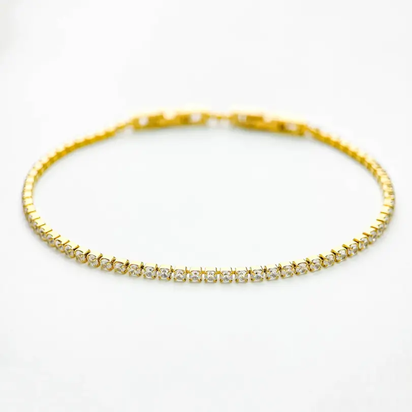 Pulseras finas de tenis de cristal con cristales de racimo de 2mm, 13cm-17cm, joyería para mujeres y niñas, cadena de eslabones de Color dorado de acero inoxidable 6
