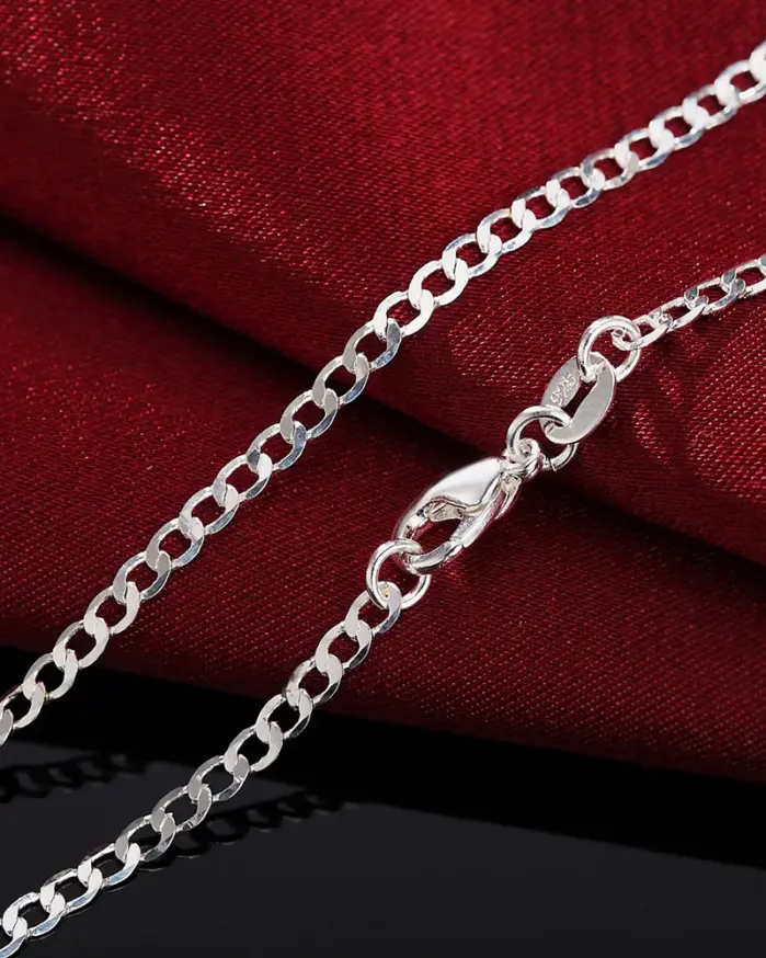 ✨ Collar "Silver Stream 2mm" – Plata .925 de Diseño Plano 2