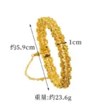 Pulsera de lujo de oro puro 24K 9999 con cuentas de oro real para mujer, pulsera de discoteca multicapa 4