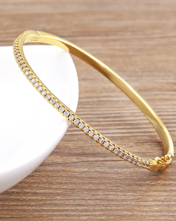 brazaletes finos de circonia cúbica de Color blanco colorido de alta calidad, pulseras para mujer, joyería elegante para boda, regalos a la moda 1