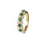 Anillo de diamantes de moissanita con anillos de Esmeralda Vintage para mujer de oro de 18k 100% auténtico de lujo 5