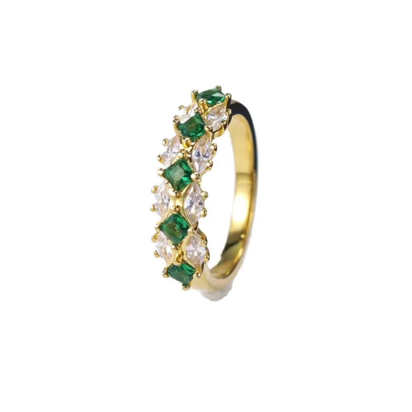 Anillo de diamantes de moissanita con anillos de Esmeralda Vintage para mujer de oro de 18k 100% auténtico de lujo 5