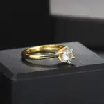 Anillo de boda clásico de cristal de 1 quilate para mujer, sortija de compromiso de aniversario de oro de diamante, propuesta de matrimonio, 2