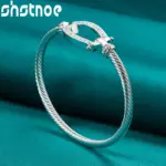 brazaletes de cuerda anudados de Plata de Ley 925 para mujer, joyería de moda para fiesta de cumpleaños y boda, regalos para mujer 3