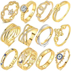 Anillos chispeantes de Color dorado, Plata de Ley 925, anillo de boda de amor Popular, joyería de compromiso certificada para mujer, regalos de aniversario 1